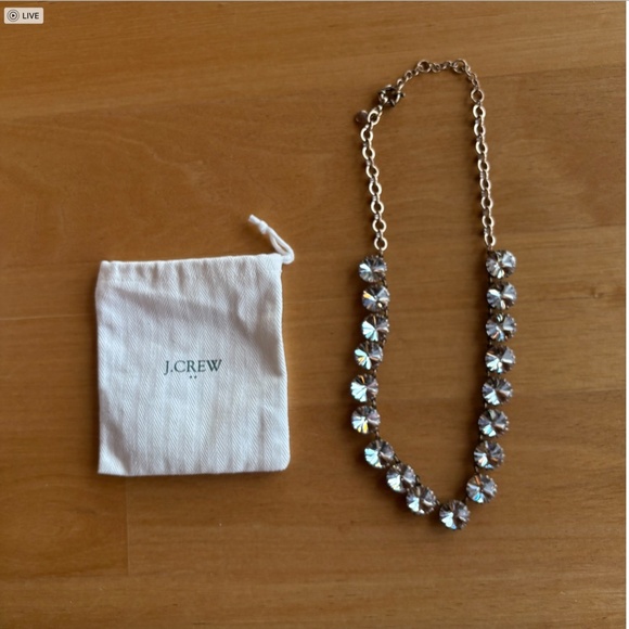 J Crew Round Crystal Statement Necklace: Glam Evening Jewelry - Picture 2 of 5